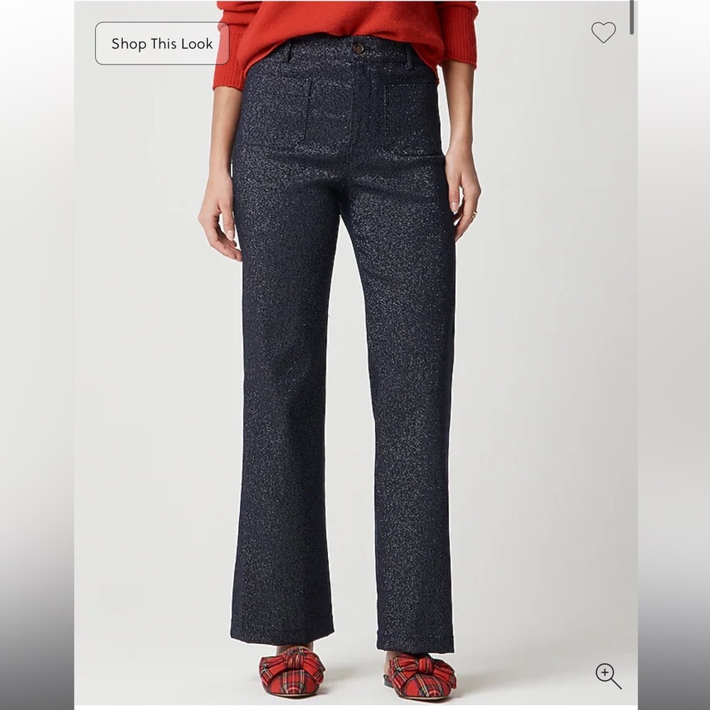 J. Crew Factory Sparkle Twill Dark Blue Flare Jeans